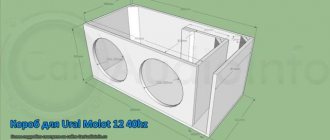 Boxes for Ural MOLOT 12 - drawings FI slot, for one or two subwoofers